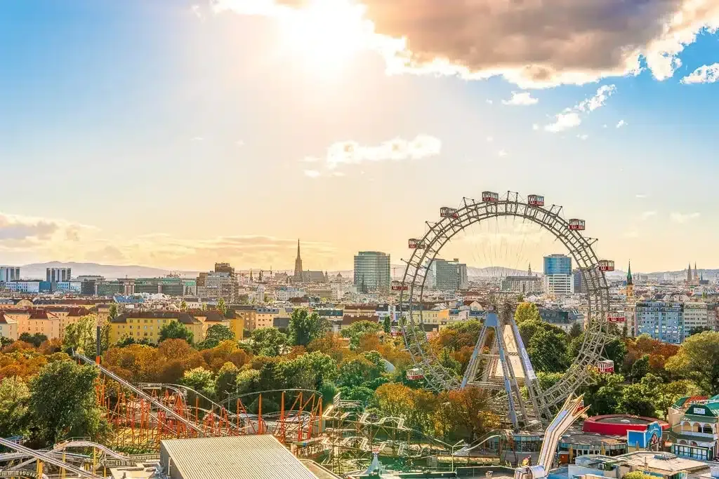 picture of vienna prater in sumer at sunset