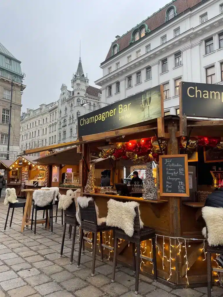Champagne bar in vienna at the christmas market