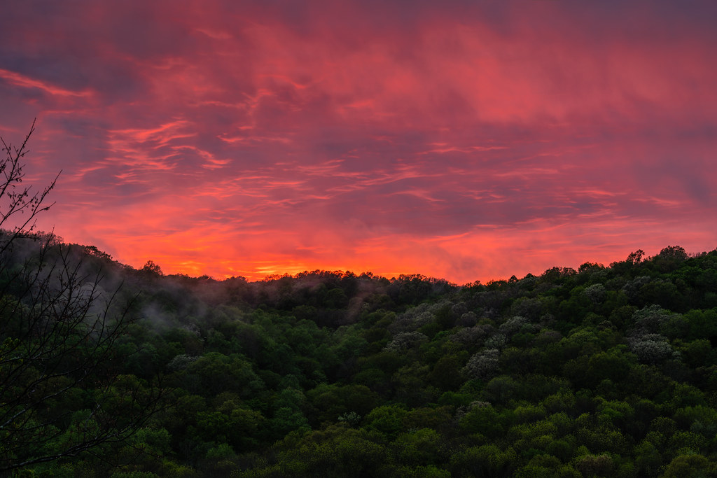 Fiery sunset at Mammoth Cave National Park